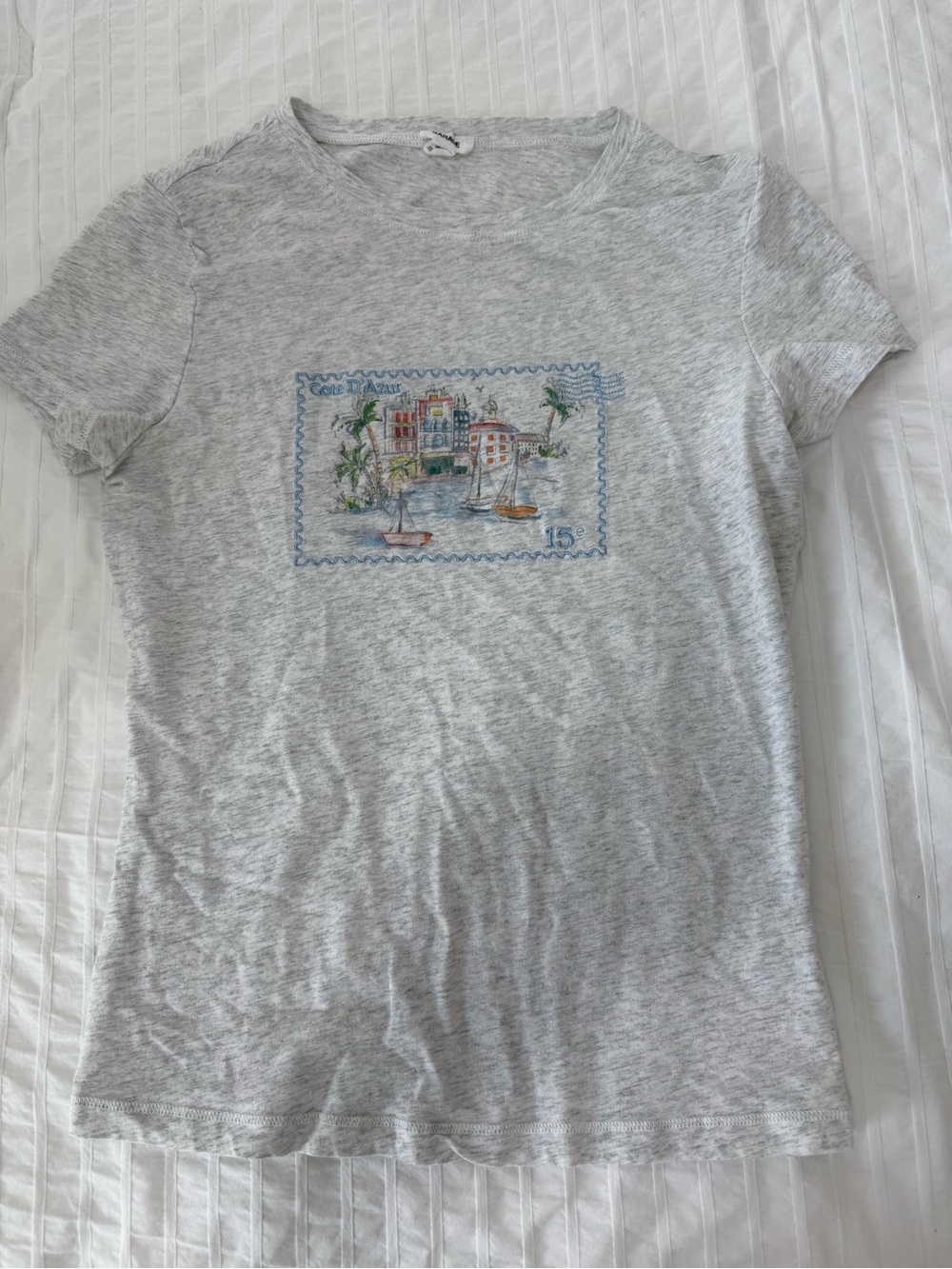 Garage Heather Gray and White Casual Top